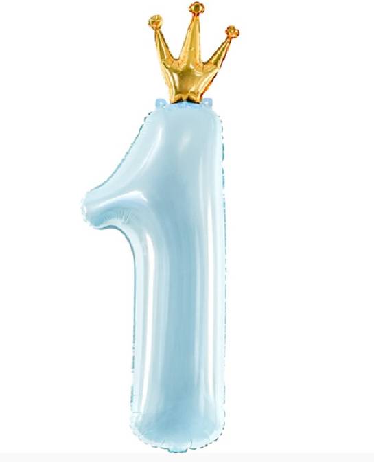 Palloncino Metalfoil Primo Compleanno Celeste 35" 90cm