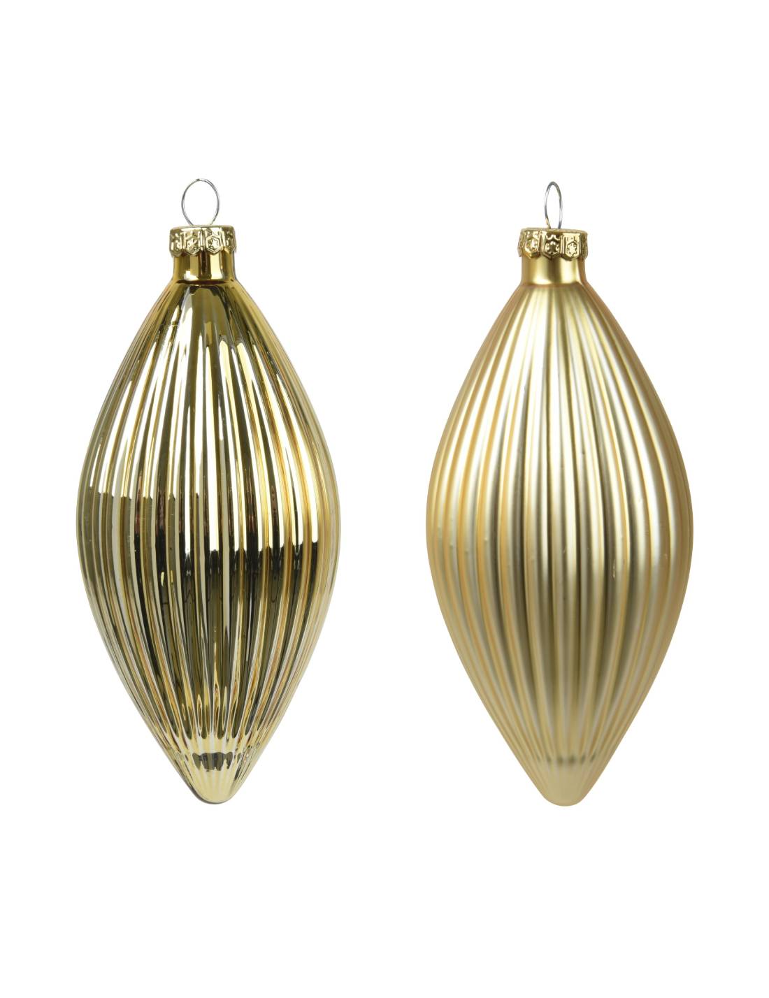 Pallina Albero Di Natale In Vetro Oliva Oro 13cm