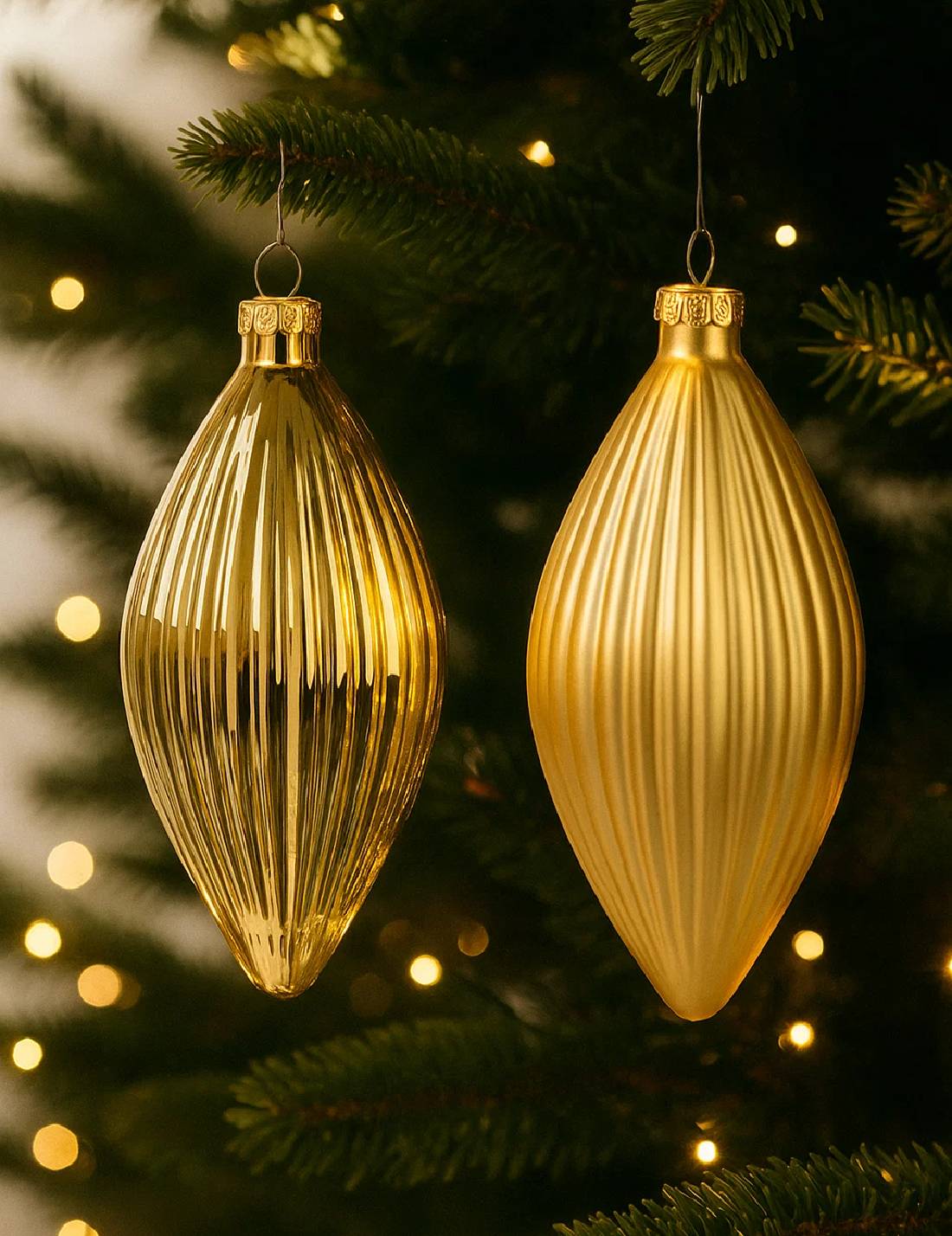 Pallina Albero Di Natale In Vetro Oliva Oro 13cm