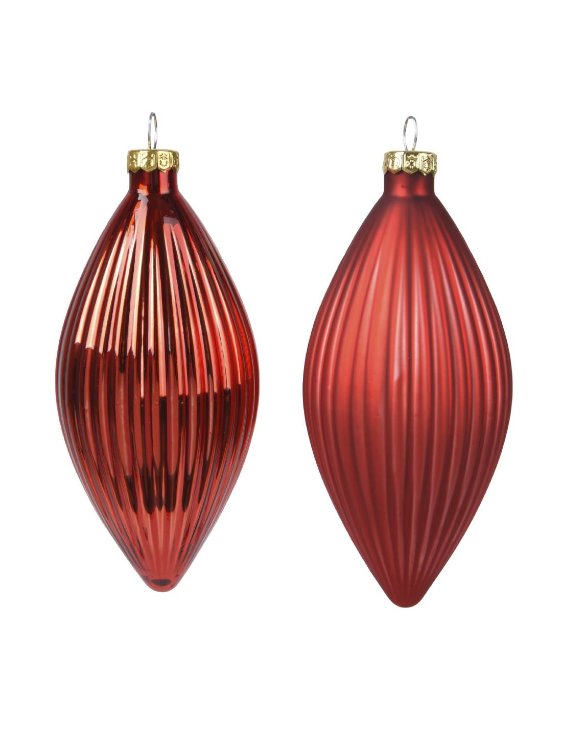 Pallina Albero Di Natale In Vetro Oliva Rossa 13cm