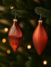 Pallina Albero Di Natale In Vetro Oliva Rossa 13cm