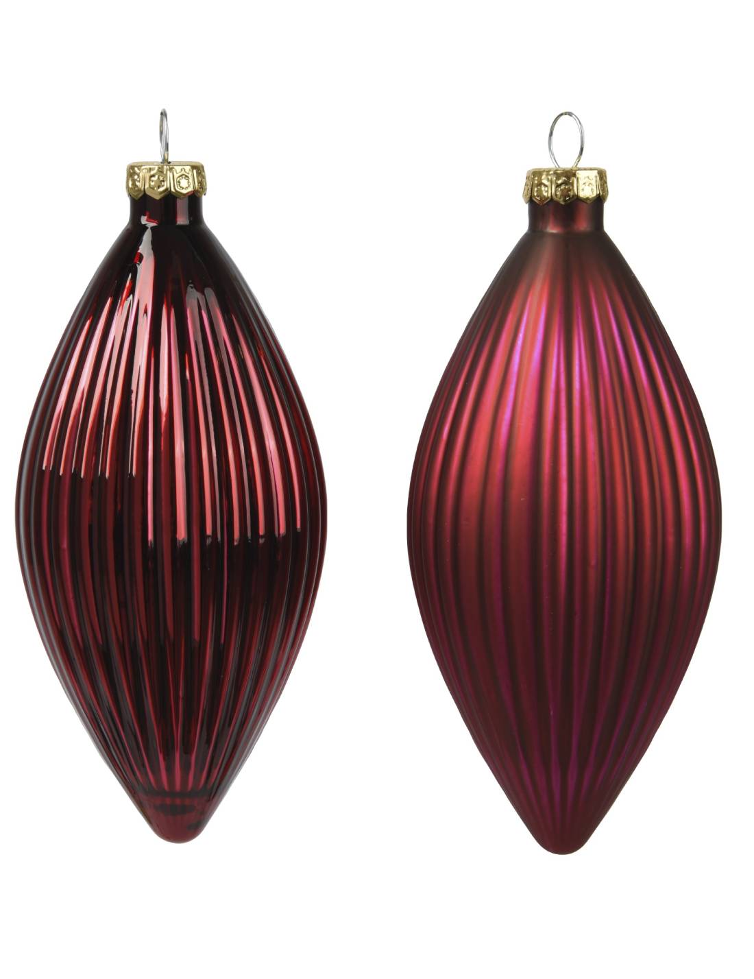 Pallina Albero Di Natale In Vetro Oliva Bordeaux 13cm