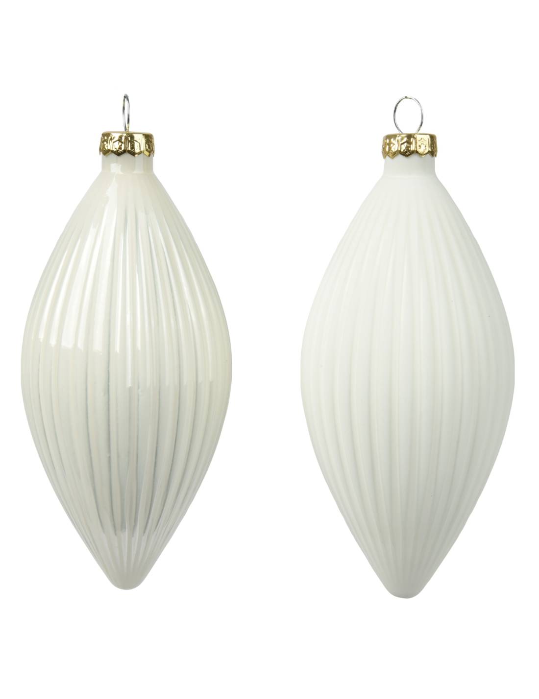 Pallina Albero Di Natale In Vetro Oliva Bianco Lana 13cm