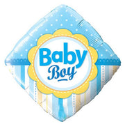 Palloncino Metalfoil Azzurro Rombo Baby Shower Baby Boy 18" 46cm