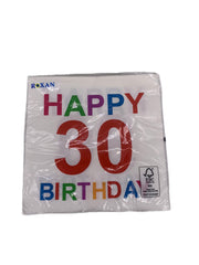 Tovaglioli Di Carta Happy Birthday 30 - 33x33cm 20pz