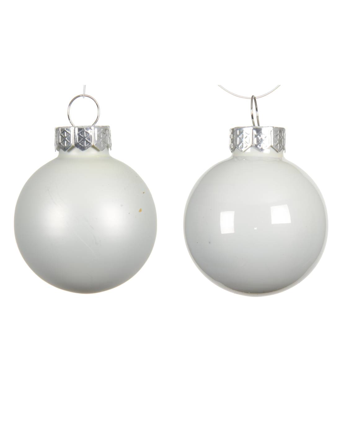 Set 16pz Palline Albero Di Natale In Vetro Bianco Inverno 3.5cm