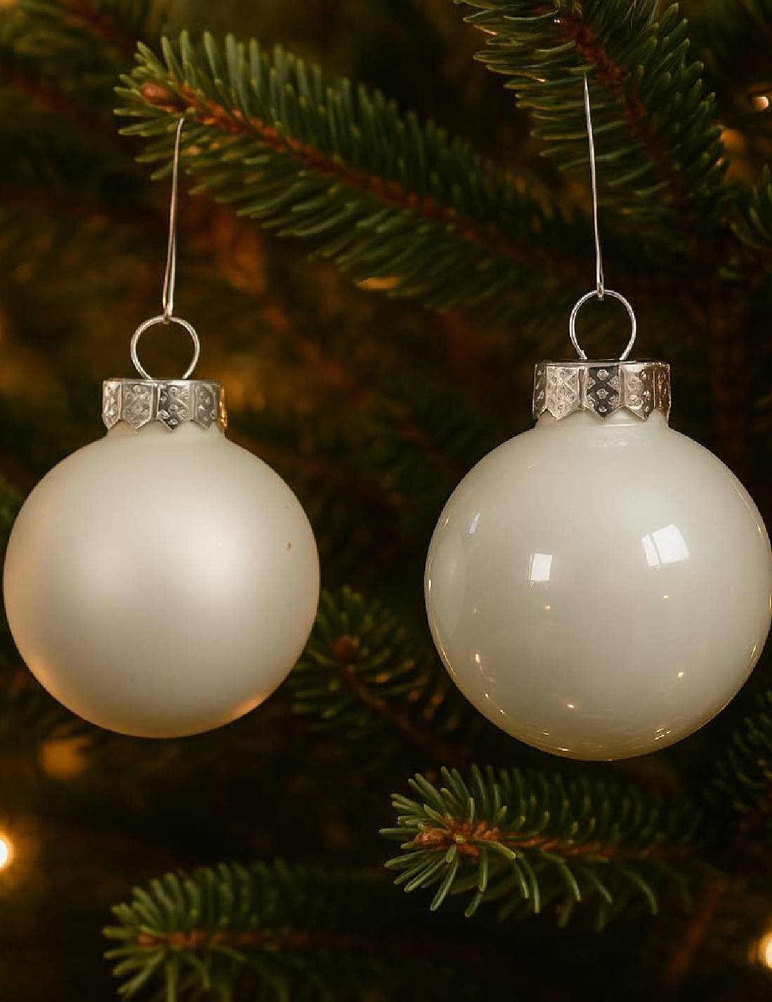 Set 16pz Palline Albero Di Natale In Vetro Bianco Inverno 3.5cm