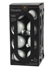 Set 16pz Palline Albero Di Natale In Vetro Bianco Inverno 3.5cm