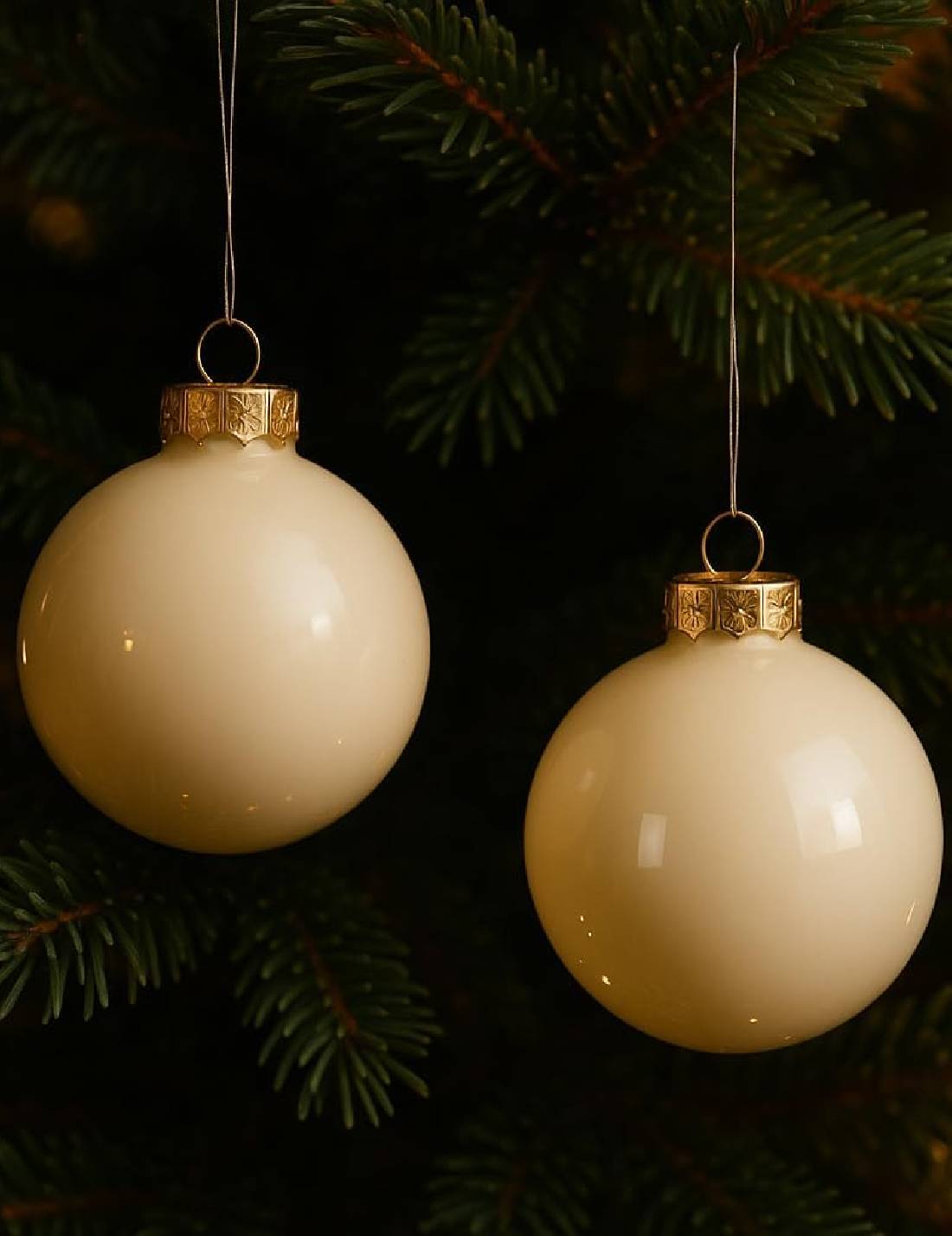 Set 16pz Palline Albero Di Natale In Vetro Bianco Lana 3.5cm