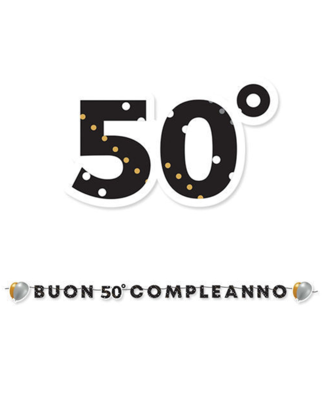 Festone Decorativo Buon 50 Compleanno Nero 6mt
