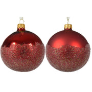 Pallina Albero Di Natale In Vetro Rossa Effetto Ghiaccio Assortite 8cm