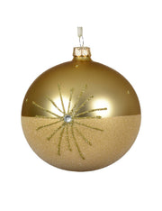 Pallina Albero Di Natale In Vetro Oro Glitter 10cm