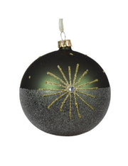 Pallina Albero Di Natale In Vetro Verde Glitter 10cm