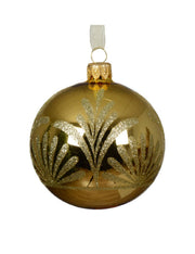 Pallina Albero Di Natale In Vetro Oro Con Decorazioni Glitter 8cm