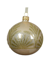 Pallina Albero Di Natale In Vetro Perla Con Decorazioni Glitter 8cm