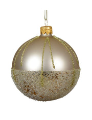 Pallina Albero Di Natale In Vetro Perla Opaco Con Glitter 8cm