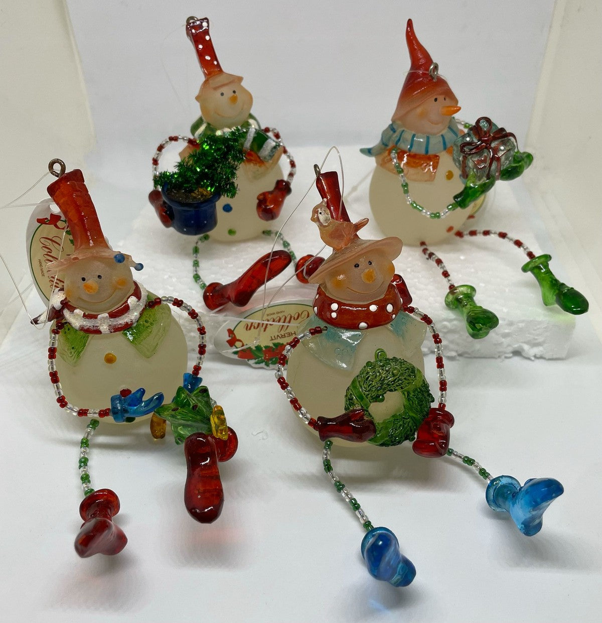 Addobbo Albero Di Natale Pupazzi Di Neve Seduti