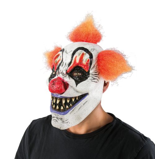 Clown Malefico Con Capelli Arancioni Maschera Halloween