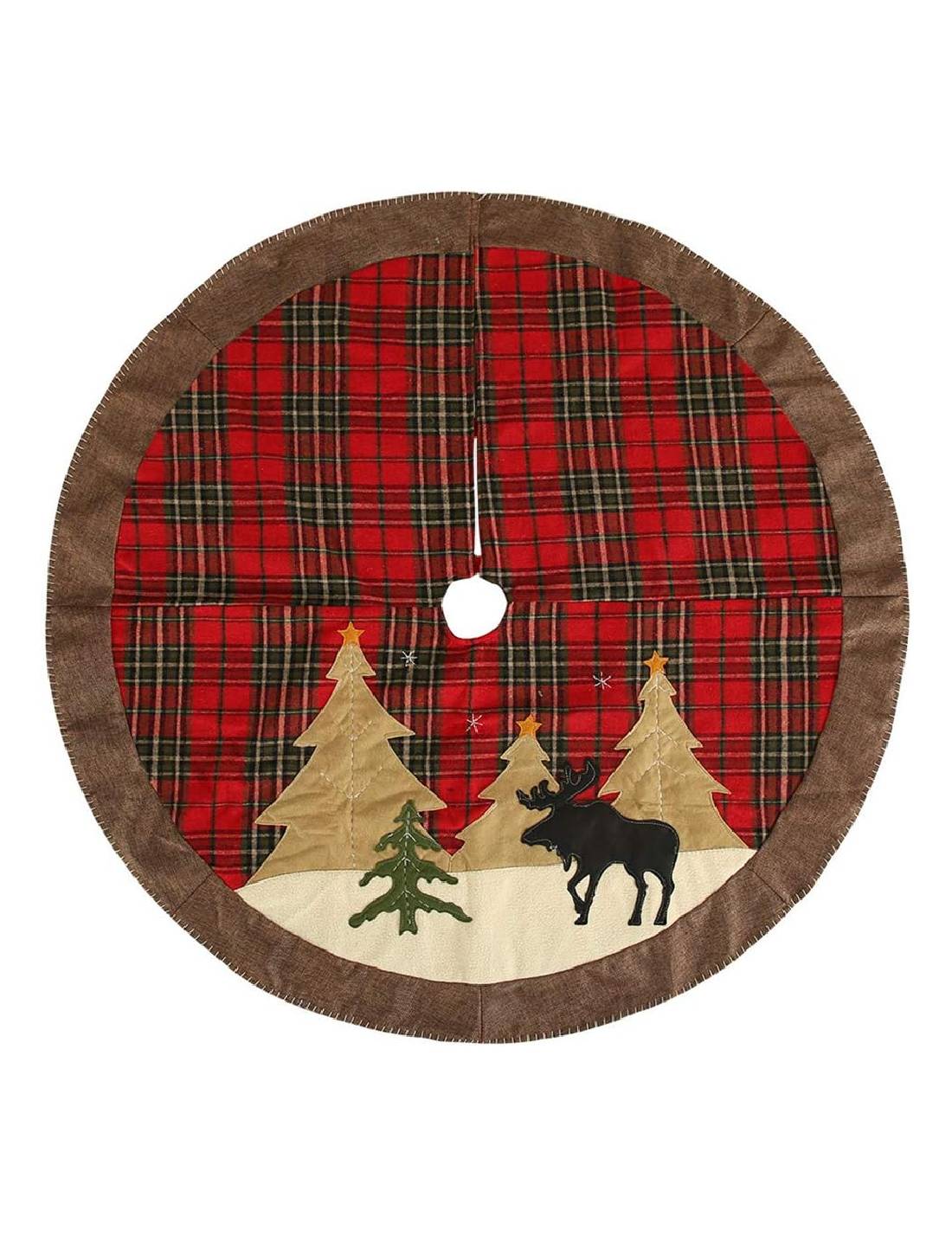 Copri Base Albero Di Natale Tartan Renna 105cm