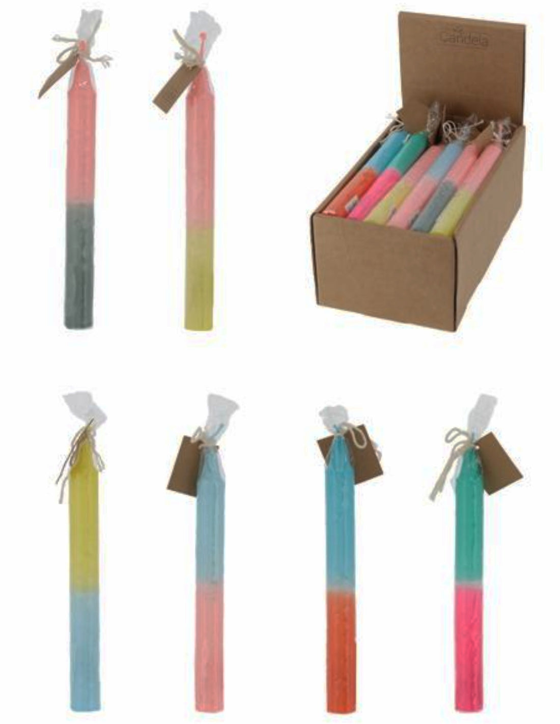 Candela Cera Colorata Ritorta 2x20cm Assortita