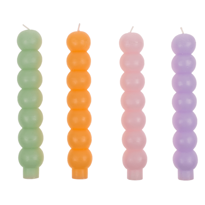 Candela A Forma Di Bruco Colori Pastello Assortiti 18cm
