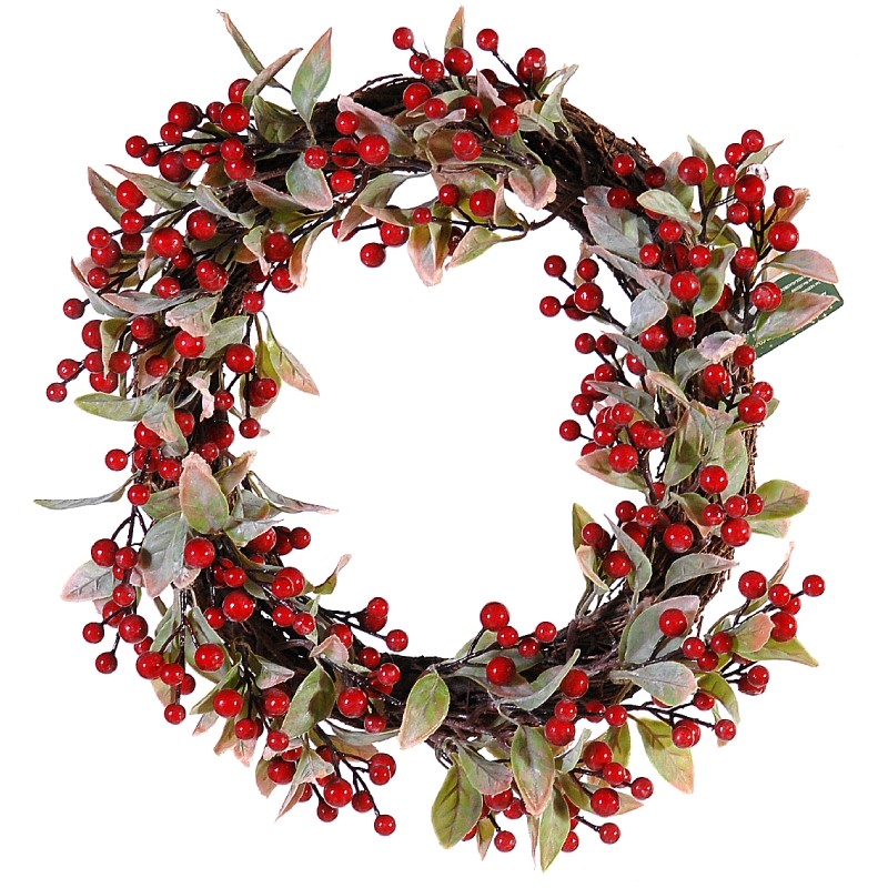 Addobbo Di Natale Ghirlanda Bacche Rosse 48cm