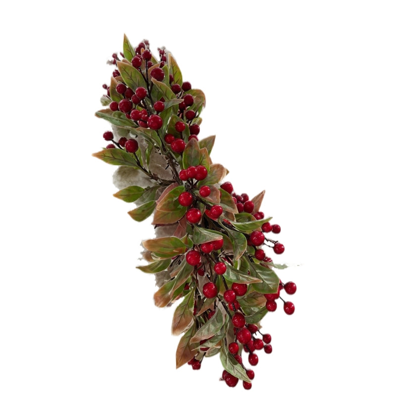 Addobbo Natale Arco Ramo 55cm Con Bacche Rosse