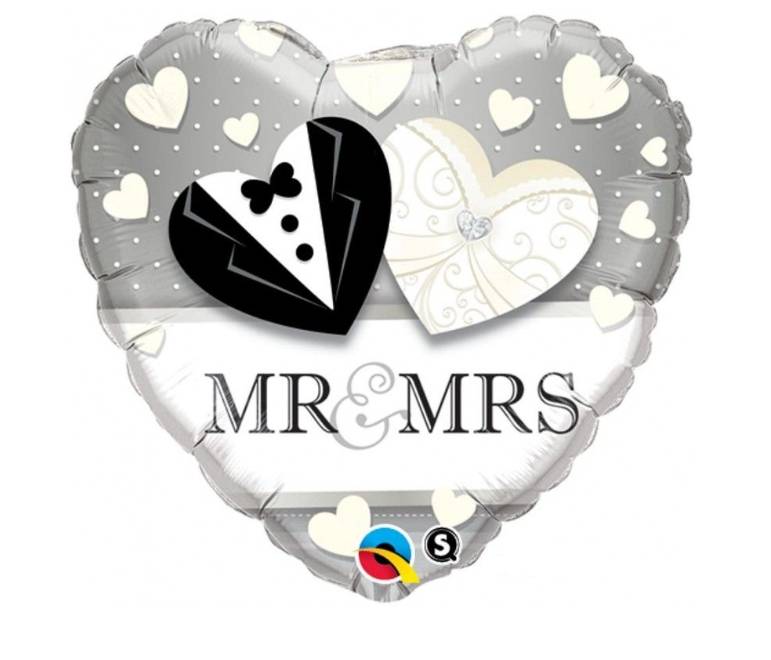 Palloncino Metalfoil "Mr and Mrs" Argento 18" 46cm