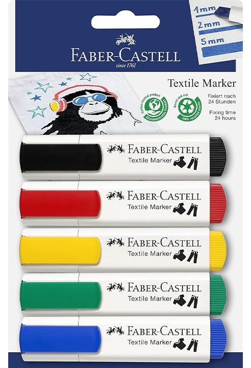 Set 5 Pennarelli Per Tessuti Faber-Castell Standard