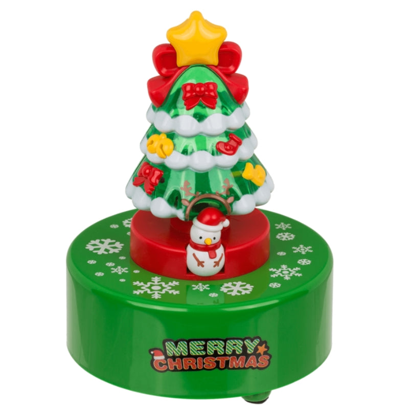 Carillon Di Natale Animato Con Pupazzo Di Neve E Albero 17cm
