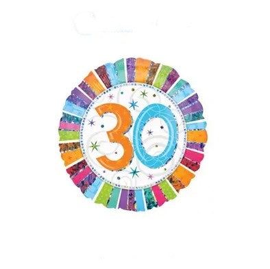 Palloncino Metalfoil Bianco30 Anni Multicolor 18" 46cm