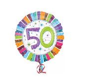 Palloncino Metalfoil Bianco 50 Anni Multicolor Glitter 18" 46cm
