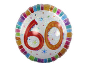 Palloncino Metalfoil Bianco 60 Anni Multicolor Glitter 18" 46cm