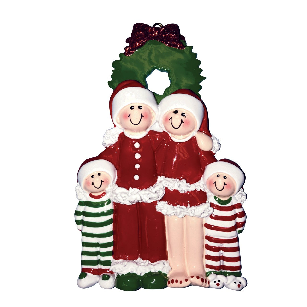 Addobbo Albero Di Natale 4 In Famiglia Con Pigiama Personalizzabile