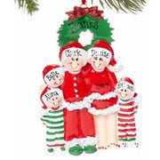 Addobbo Albero Di Natale 5 In Famiglia Ghirlanda Con Fiocco Personalizzabile 10CM