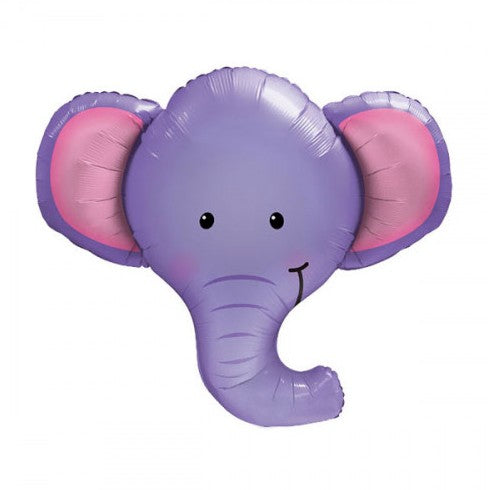Palloncino Metalfoil Viola Testa Elefante Giungla Sorridente 39" 99cm