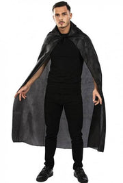 Mantello Nero 140cm Con Colletto Accessori Halloween