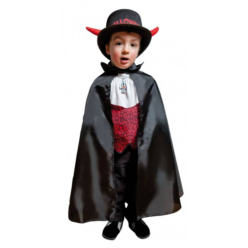Mantello Nero 60cm Con Colletto Bambino Accessori Halloween