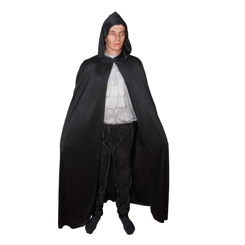 Mantello Con Cappuccio Nero 130cm
