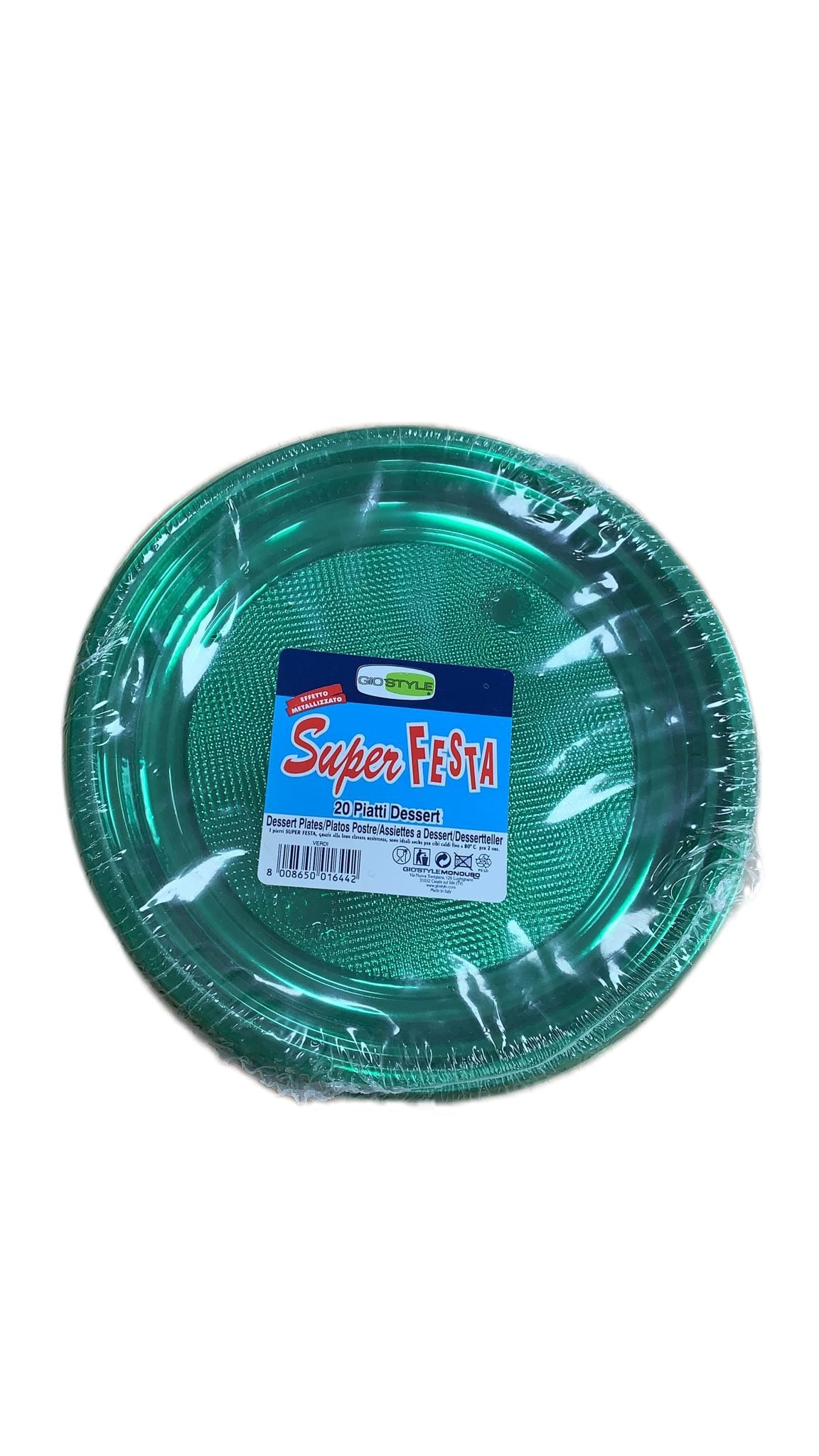 Piatti Di Plastica Piani Frutta/Dessert-Verde Metal set 20Pz.