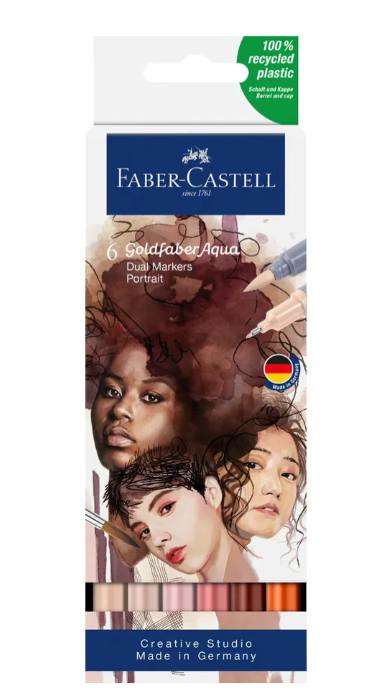 Faber Castell Set 6 Pennarelli Aqua Dual Marker Portrait