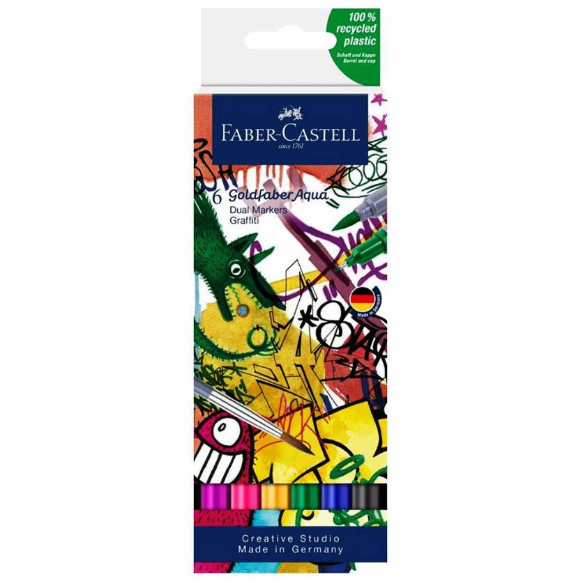 Faber Castell Set 6 Pennarelli Aqua Dual Marker Graffiti