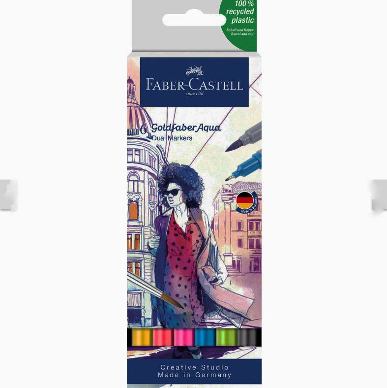 Faber Castell Goldfaber Set 6 Pennarelli Aqua Dual Marker