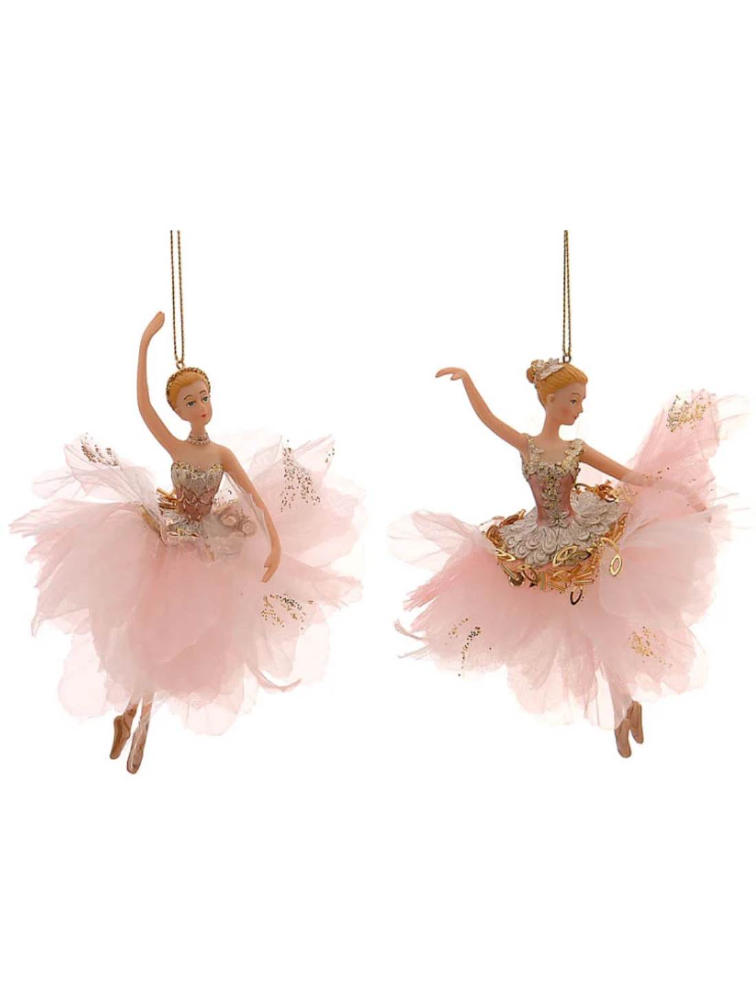 Ballerina In Poliresina Con Tutù Oro Rosa 17cm