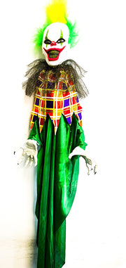Clown Pazzo Animato Con Suono E Luci 110cm Ornamenti Halloween