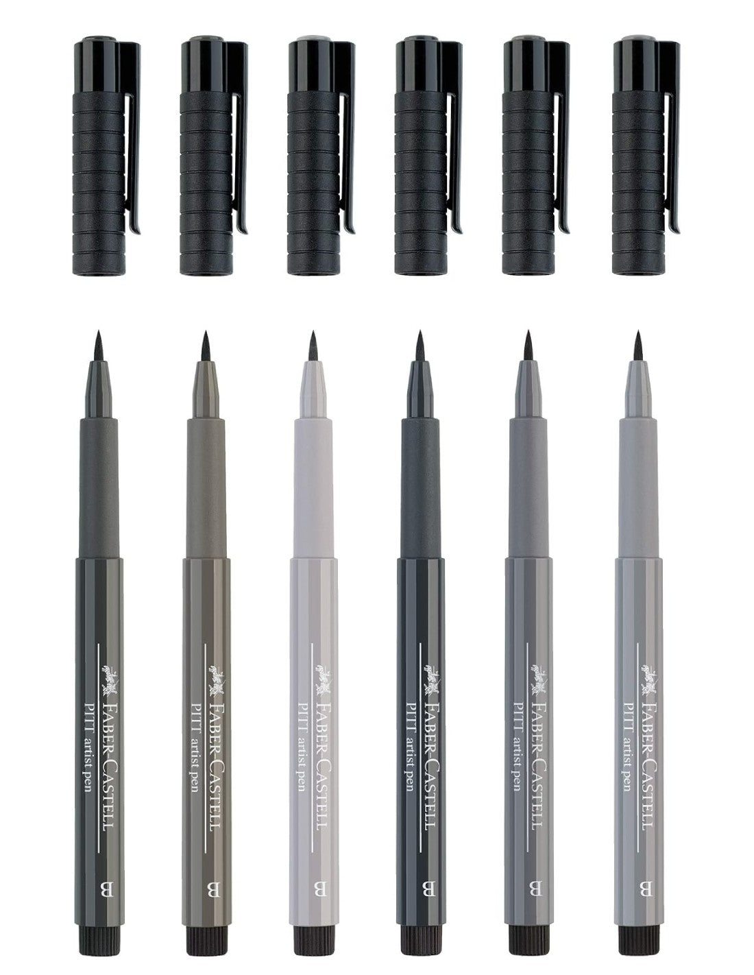 Faber Castell Set Da 6 Penne Pitt Artist Grigio