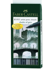 Faber Castell Set Da 6 Penne Pitt Artist Grigio