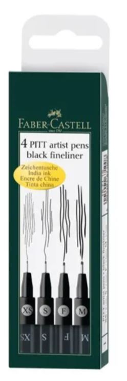 Penna Nera Fineliner Pitt Artist Faber Castell Confezione 4 Punte