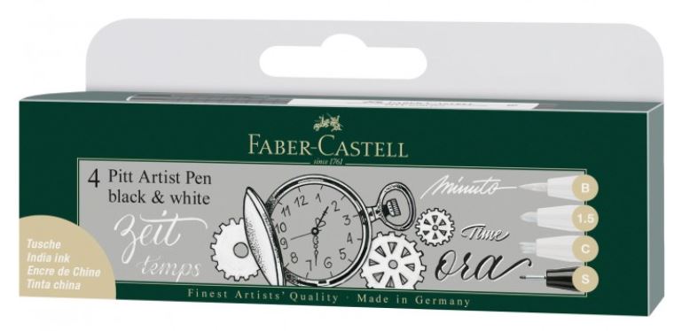 Pennarello Pitt Artist Bianco Faber-Castell Confezione 4 Punte