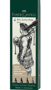 Faber Castell Set Da 4 Penne Pitt Artist Nero
